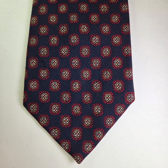 Dayton's Northbriar Shop Wool Challis Tie Navy Red Medallion Vintage 4.5"x55" - Picture 2 of 8